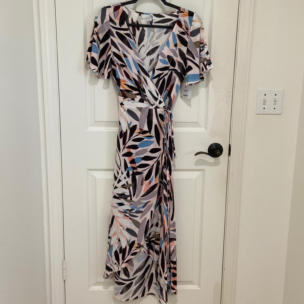 NWT O’Neill Tropical print wrap high low maxi dress, size XS